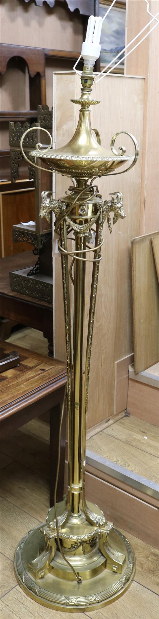 A classical style gilt metal brass standard lamp